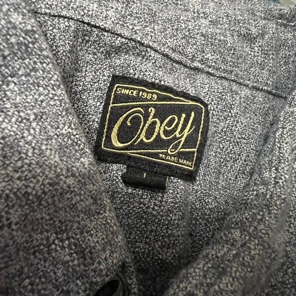 OBEY Gray Men's Button Up - Picture 2 of 3
